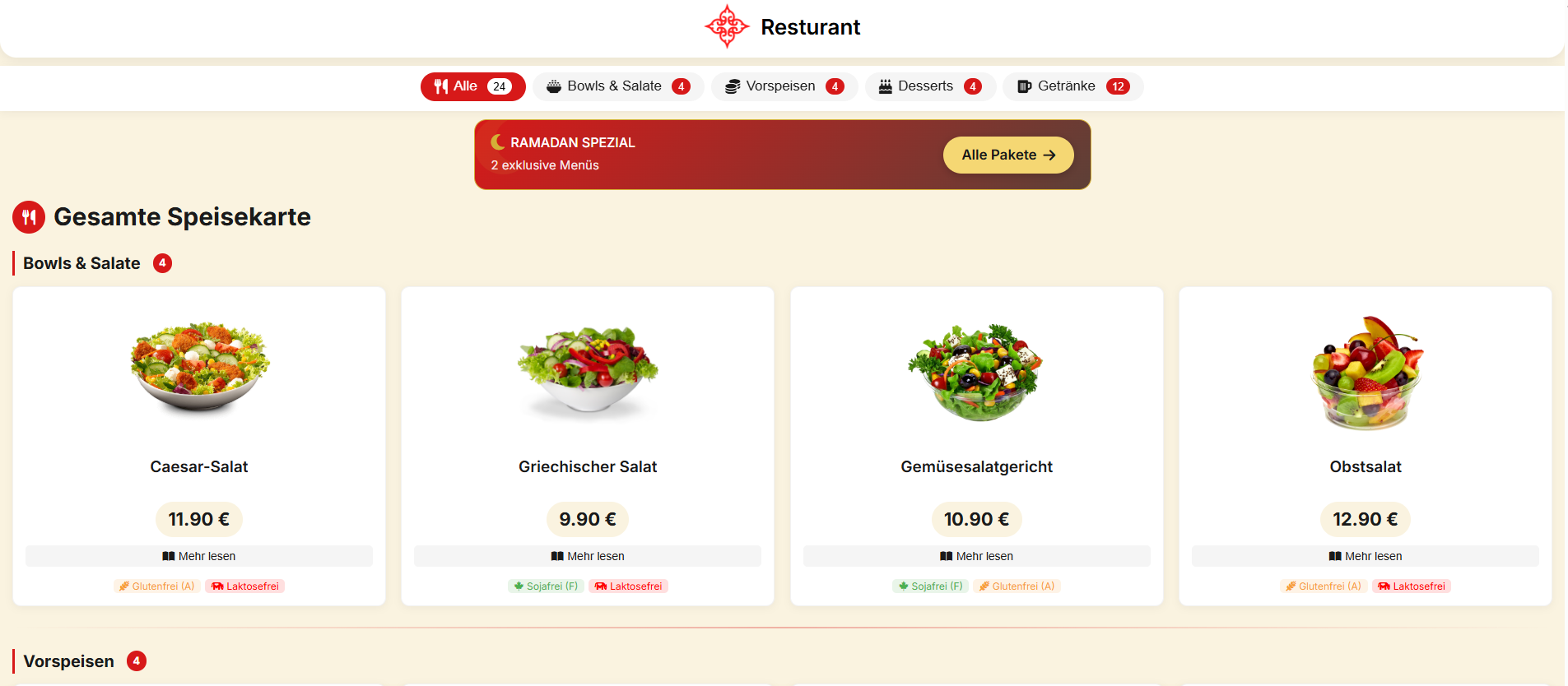 Desktop Menü Ansicht